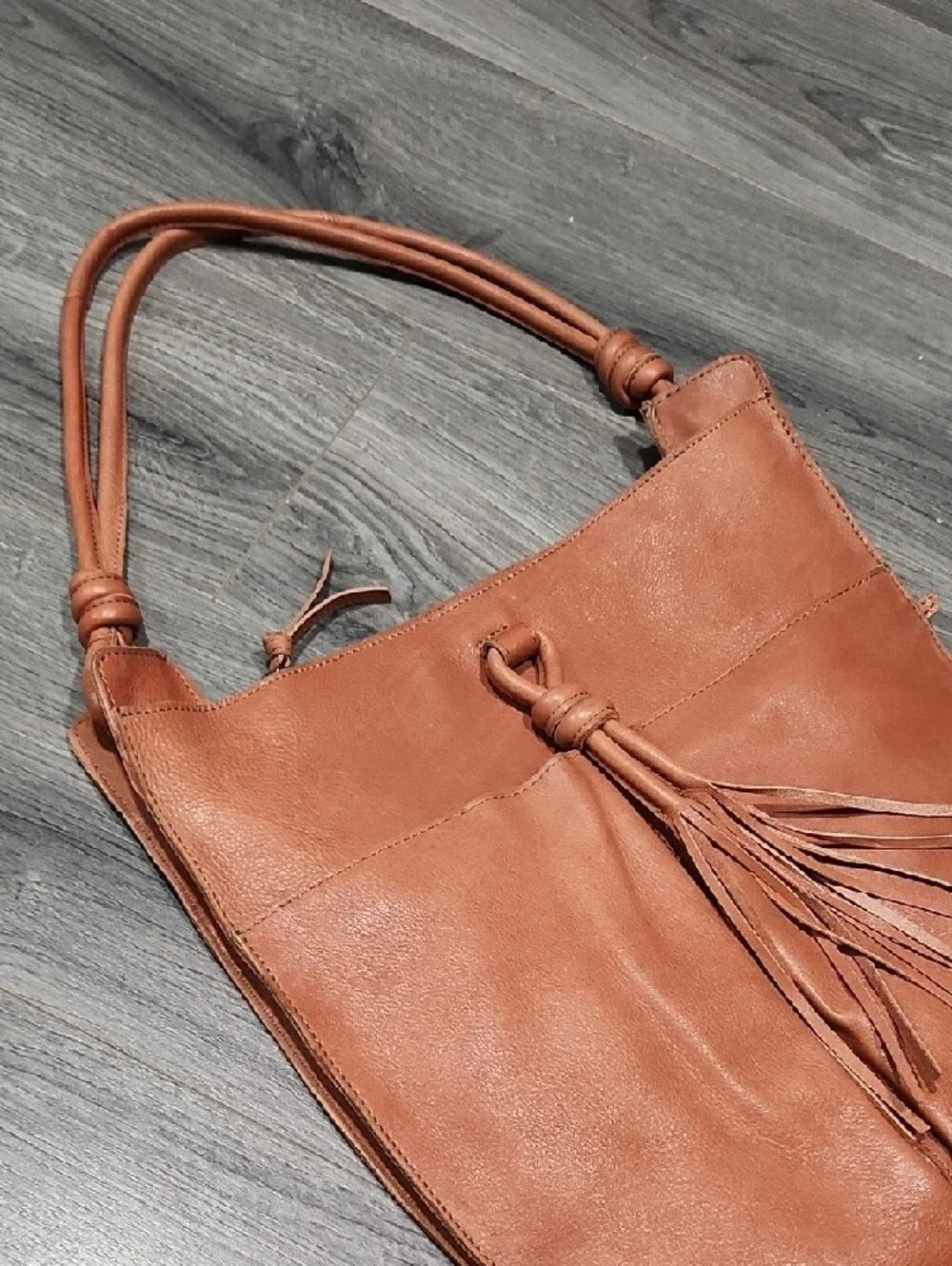 Paul & Taylor NWOT Whiskey Cognac Leather Hobo Bag with Tassel